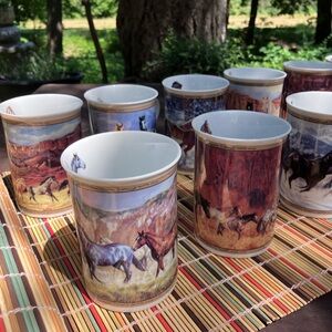 🐴 Vintage!  Wild Spirits Porcelain Mugs